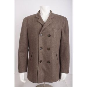 Brunello Cucinelli Mens 100% Cashmere Peacoat Coat Jacket IT 54 US 42 Brown NWT